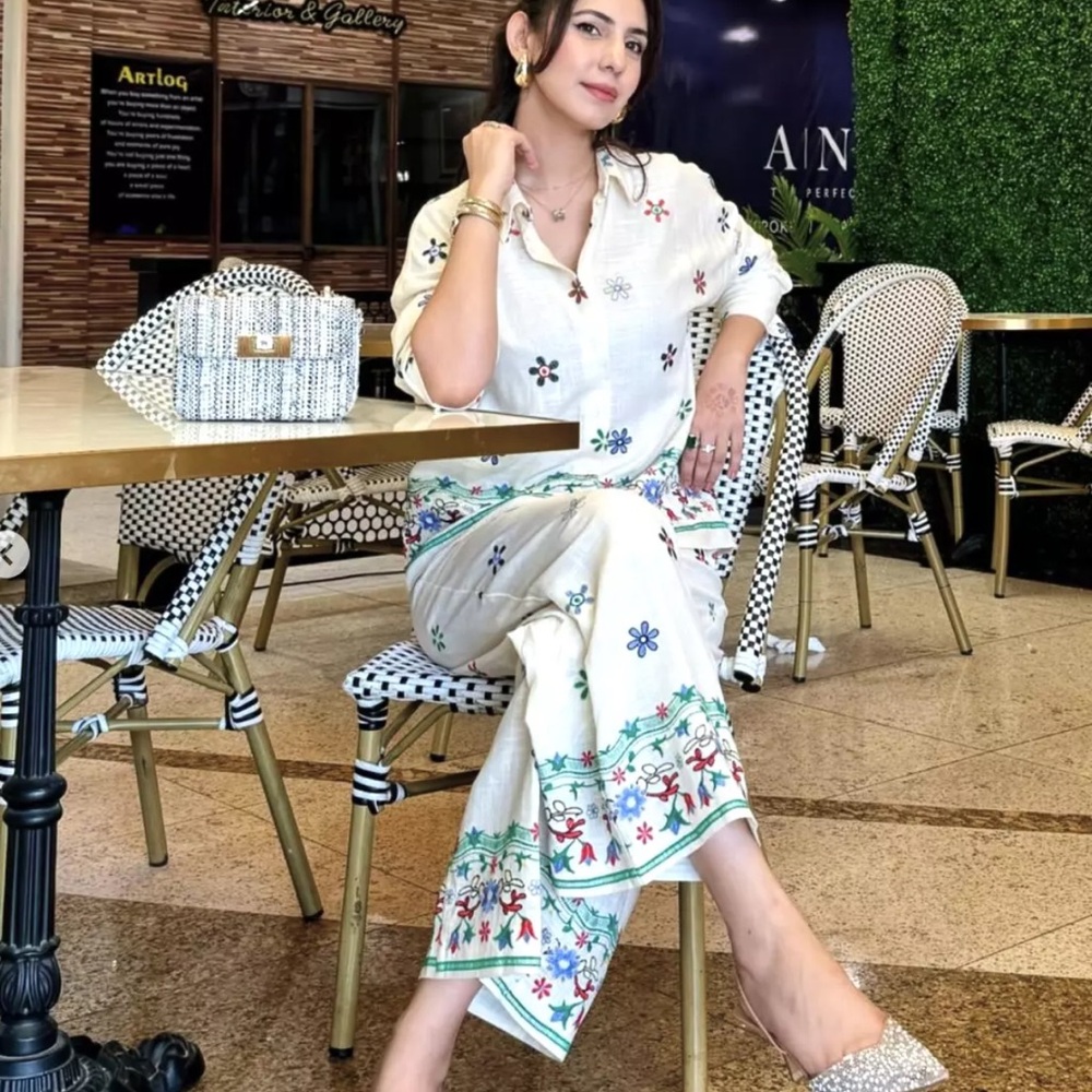 ZARA SS24 Floral Embroidered Shirt Top